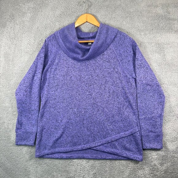 Ideology Sweaters - Ideology Cowl Neck Active Pullover Sweater Purple Plus Size XXL